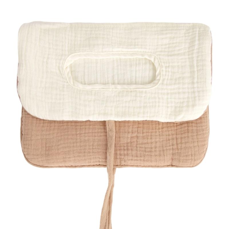 

Multi Purpose Cotton Diaper Organsier Case Bag with Double Storage Compartments for Infant Toddler Bed Accessories коричневий