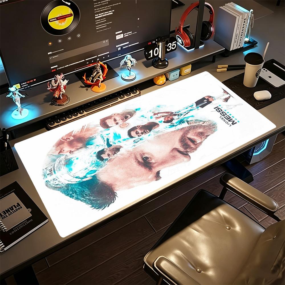 Football Messi Gaming Mouse Pad Desk Mouse Pad Study Desk Mat Non-Slip Rubber Bottom Suitable for Office Gaming PC Laptop