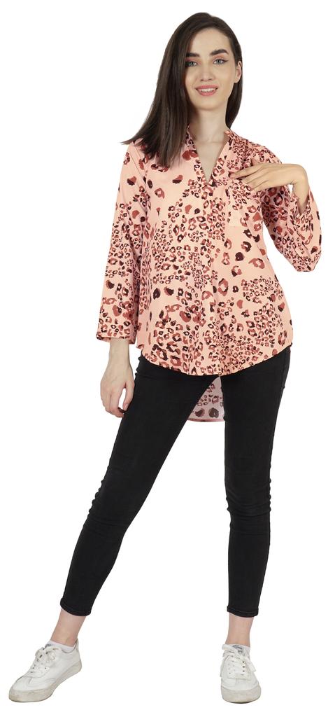 Inkmeso Stylish Printed Full Sleeves Casual Top For Women Comfy Basic Summer Tee