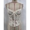 Sexy Besticktes Spitze Pailletten Fischbein-Draht Raffung Kreuz-Träger Schlanke Passform Camisole