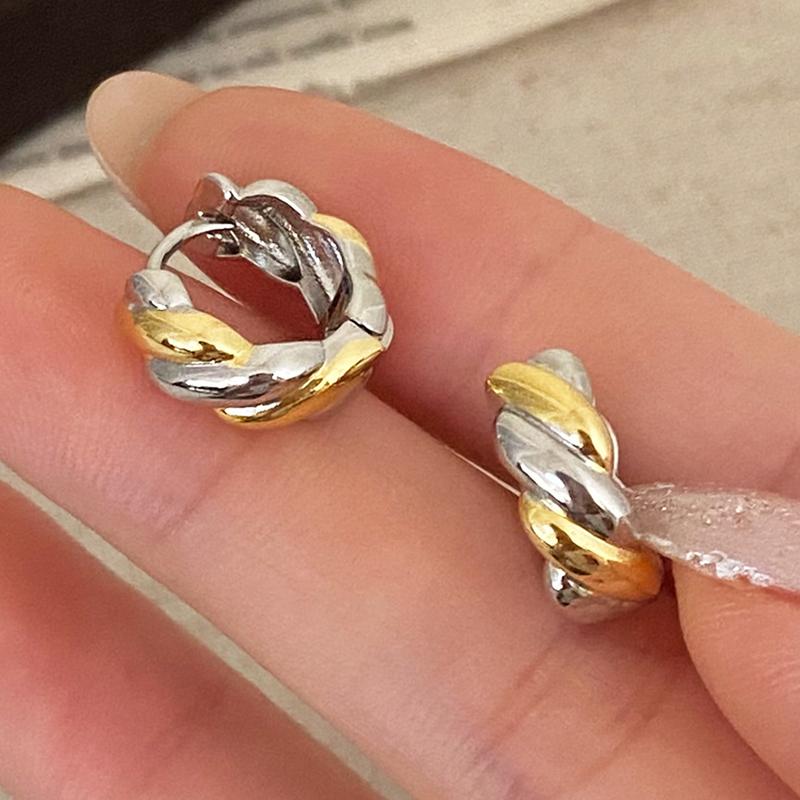 PONYKISS  Sterling Silver Minimalist Twisted Round Hoop Earrings for Women Trendy Fine  Light Luxury Accessories