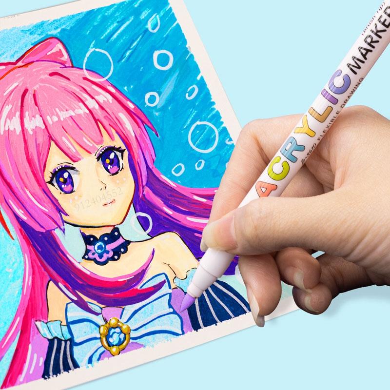 18/60Color Acrylic Paint Pens Brush Marker Pen for Artist Rock PaintingGlassCeramic Fabric Do-It-Yourself Card Making Art Supp Practical Use