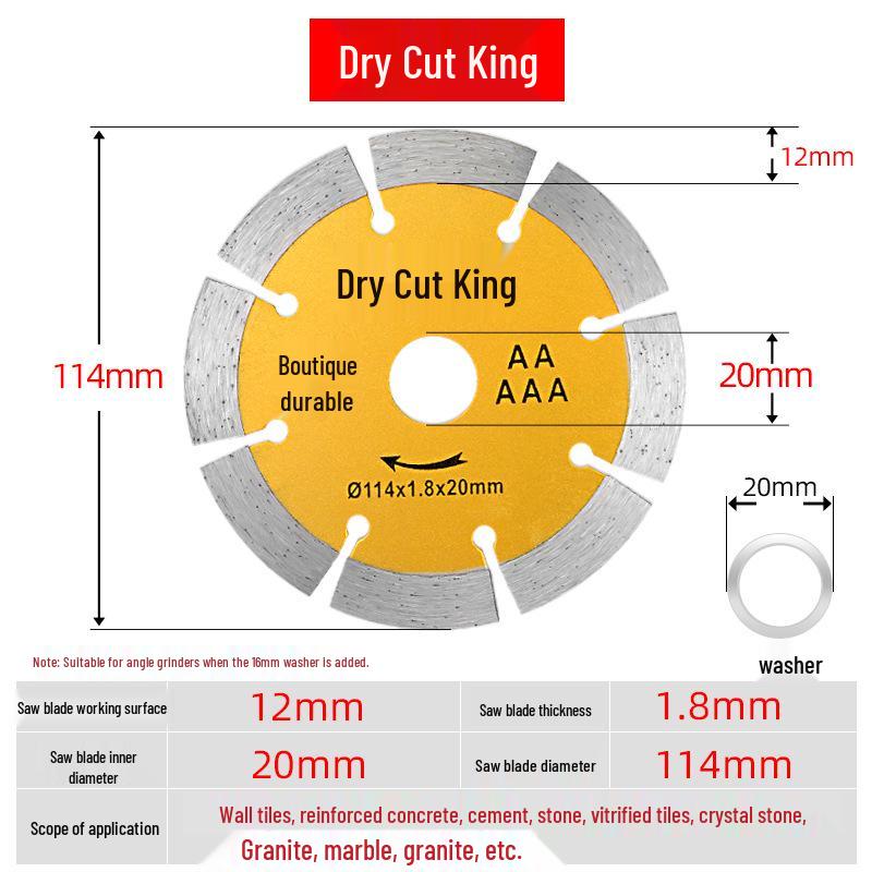 Diamond Slotting Saw Blade for Tile, Concrete, Stone & Marble - Dry Cutting Angle Grinder Blade