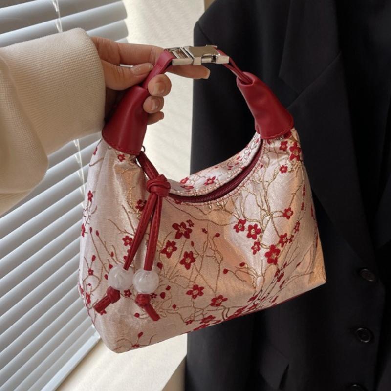 Casual Embroidered Chinese Style Handbag Purses Canvas Hanfu Embroidery Handbag Zipper Crossbody Bag Cheongsam Bag Party