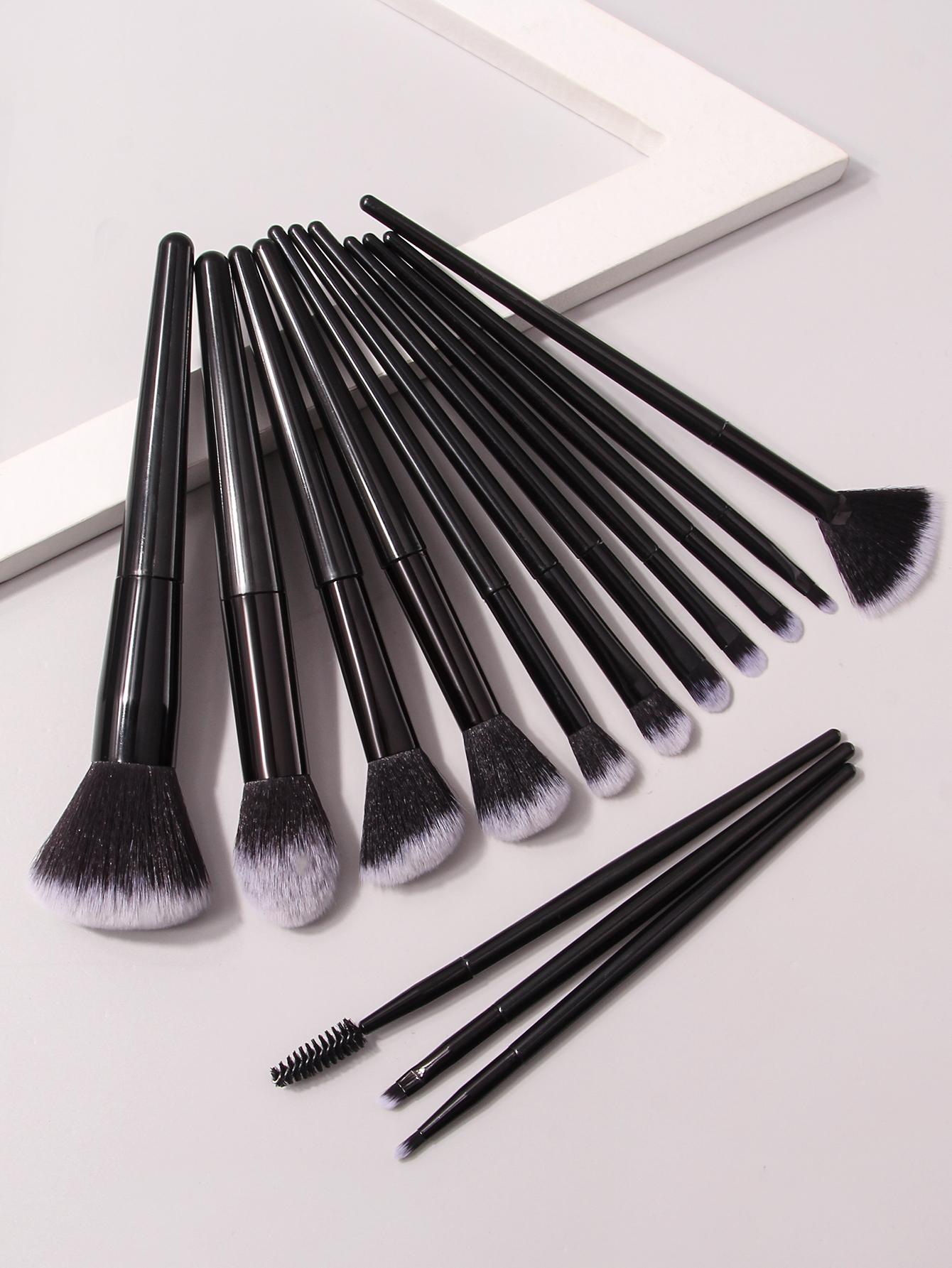 

14-piece makeup brush set,eyeshadow brush,contouring brush,mascara brush,soft bristle portable design, professional makeup tool чёрный
