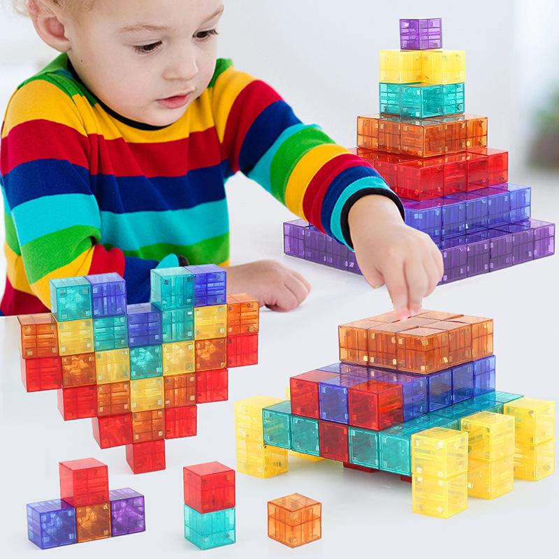 Children's DIY Cube Magnetic Building Blocks Fun Parent-Child Interactive Geometric Magnetic Toy Suit
