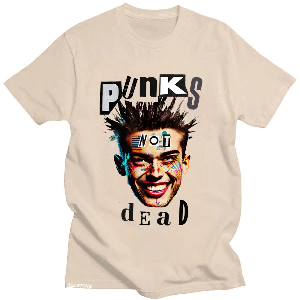 Funny Punks Not Dead T Shirt Funko Pop O-neck Hip Hop Tee-shirt Graphic Printing Punk Cotton Tshirt Ropa Hombre Fashion Clothing