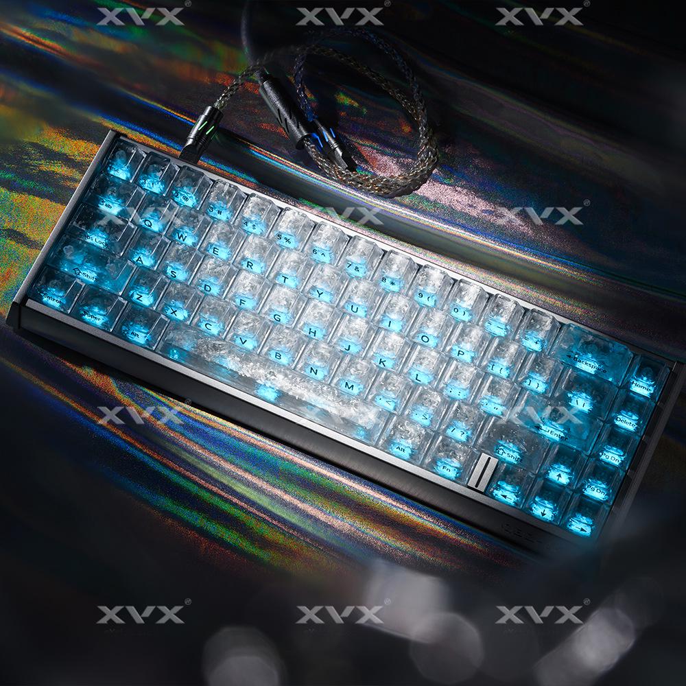 XVX Ice Carbon Texture Translucent Side Engraved Keycaps for Magnetic Mechanical Keyboards