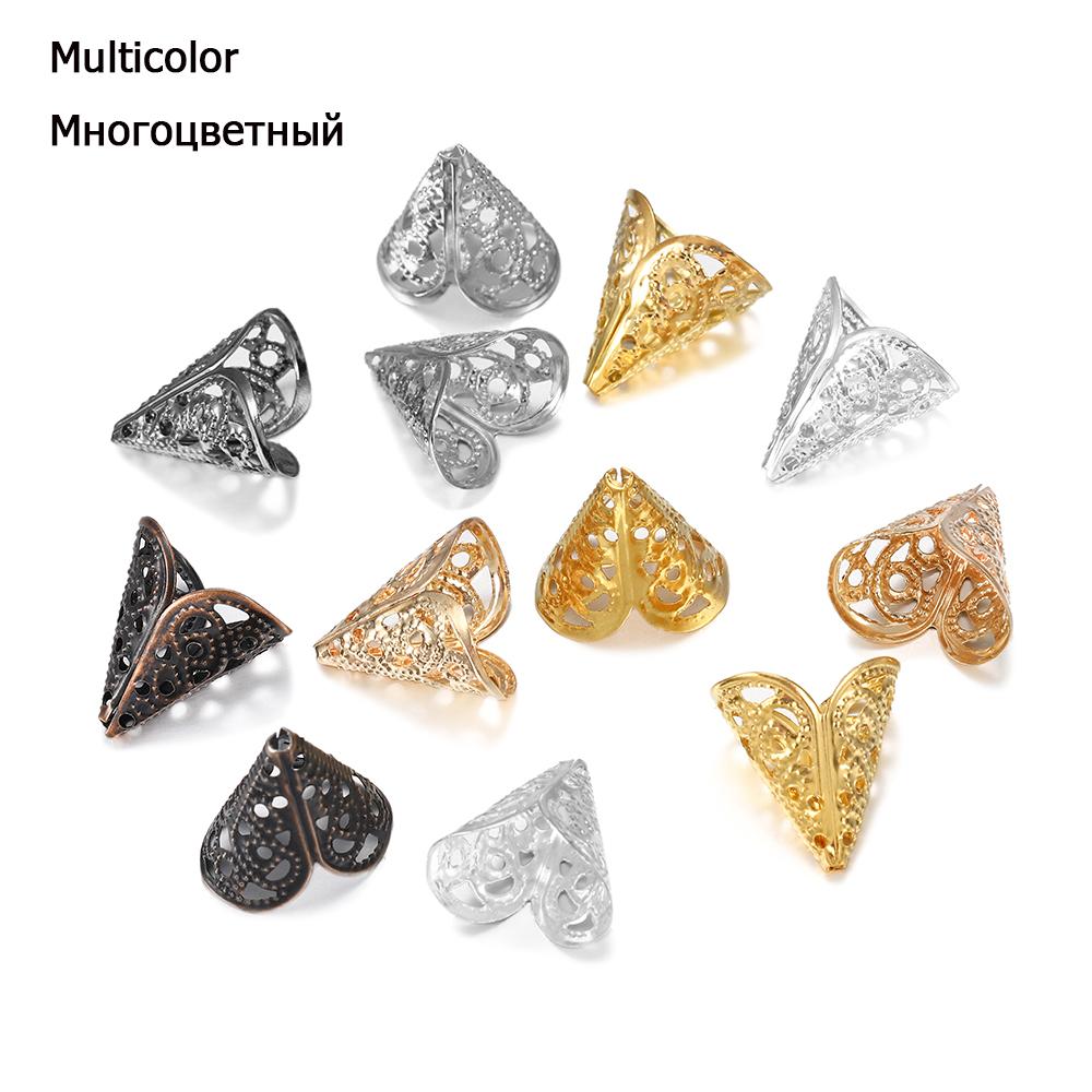 

50pcs 16x16mm Cone Beads Caps Flower Torus Shape Bead Cap Necklace Bracelets Spacer Beads DIY Jewelry Finding Making Accessories 16x16mm разноцветный