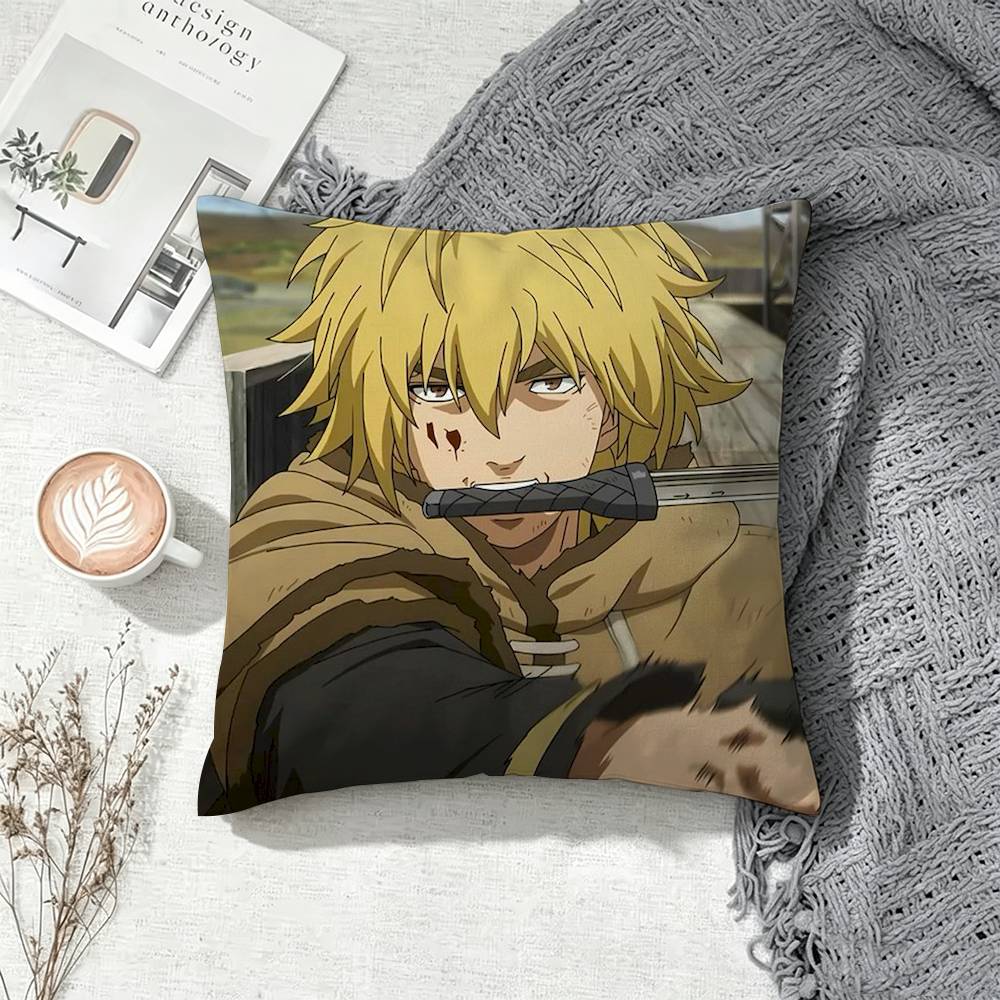 Vinland Saga Thorfinn Anime Square Pillow Case Multi Sizes For Car Home Bedroom Decor Custom Valentine Gifts