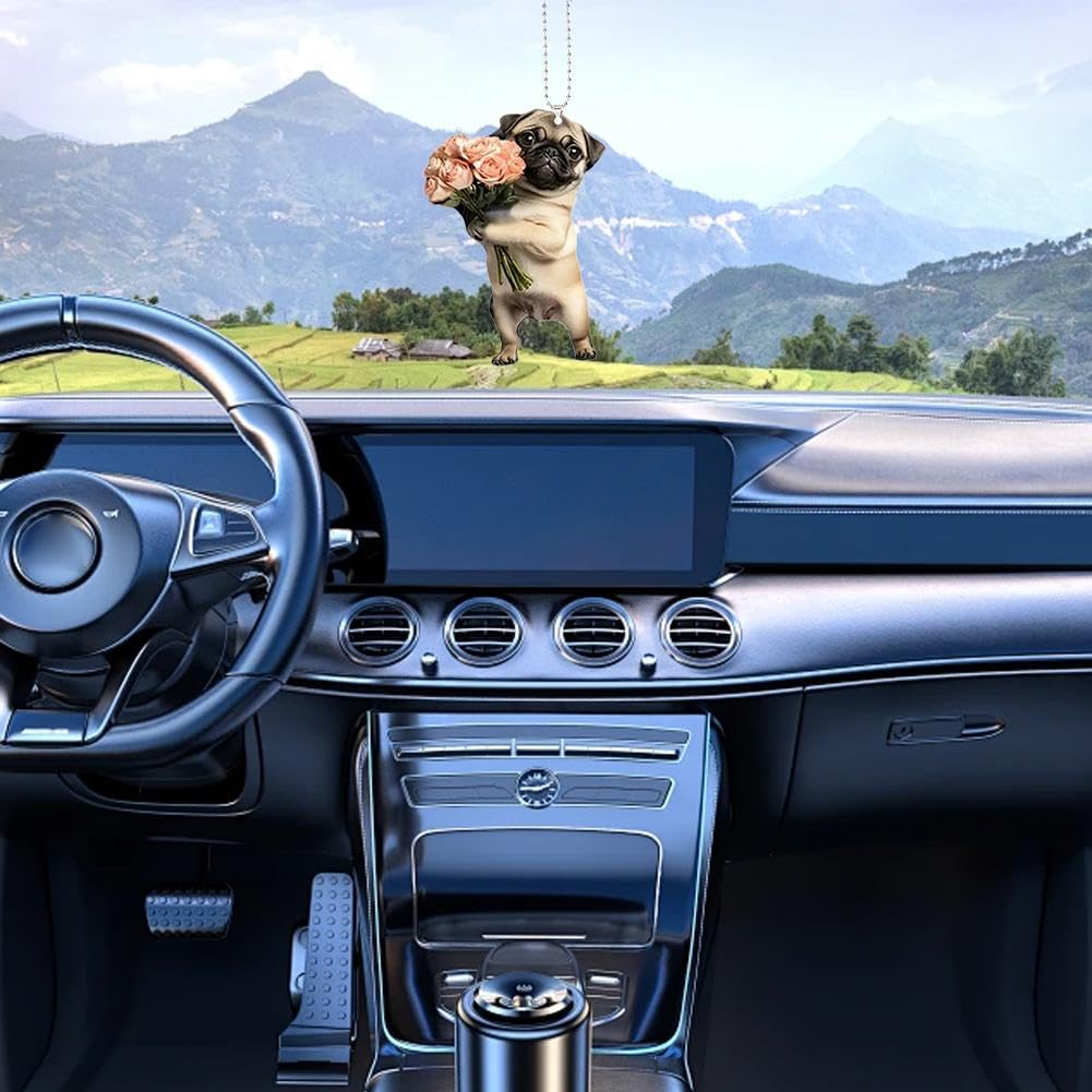 Autospiegel, Innendekoration, Hund, Deb, Autoanhänger, Bulldogge, Dicker Hund, Maskottchen, Schlüsselanhänger, Bauch,