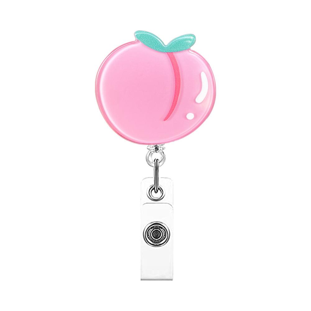 Cute Fruit Retractable Plastic Badge Holder Reel Student Nurse Exhibition Enfermera Girl Name Card Chest Card Holder Clip