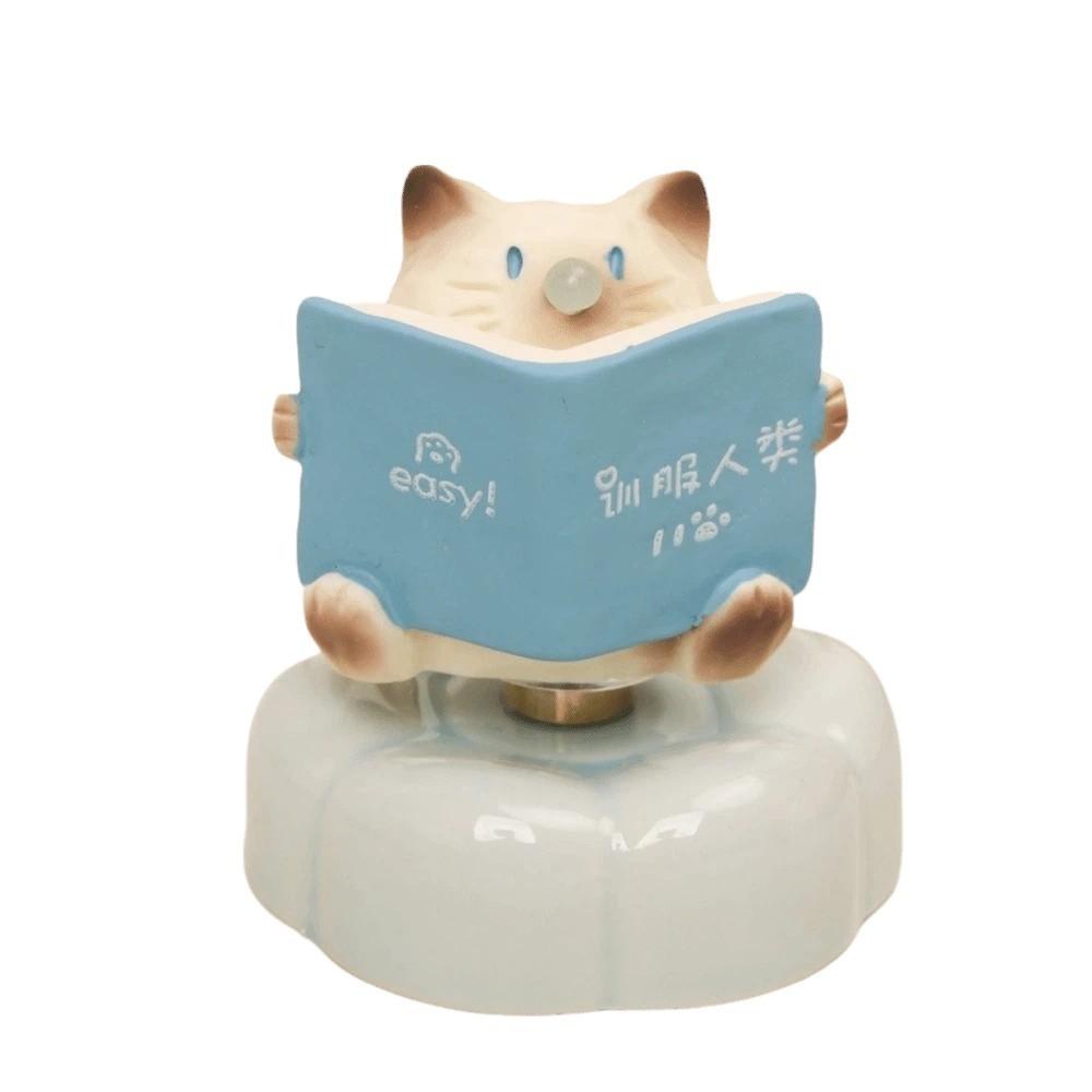 Cartoon Rotatable Car Ornament Ceramic Car Dashboard Ornament Novelty Cute Cat Statue Home Decor