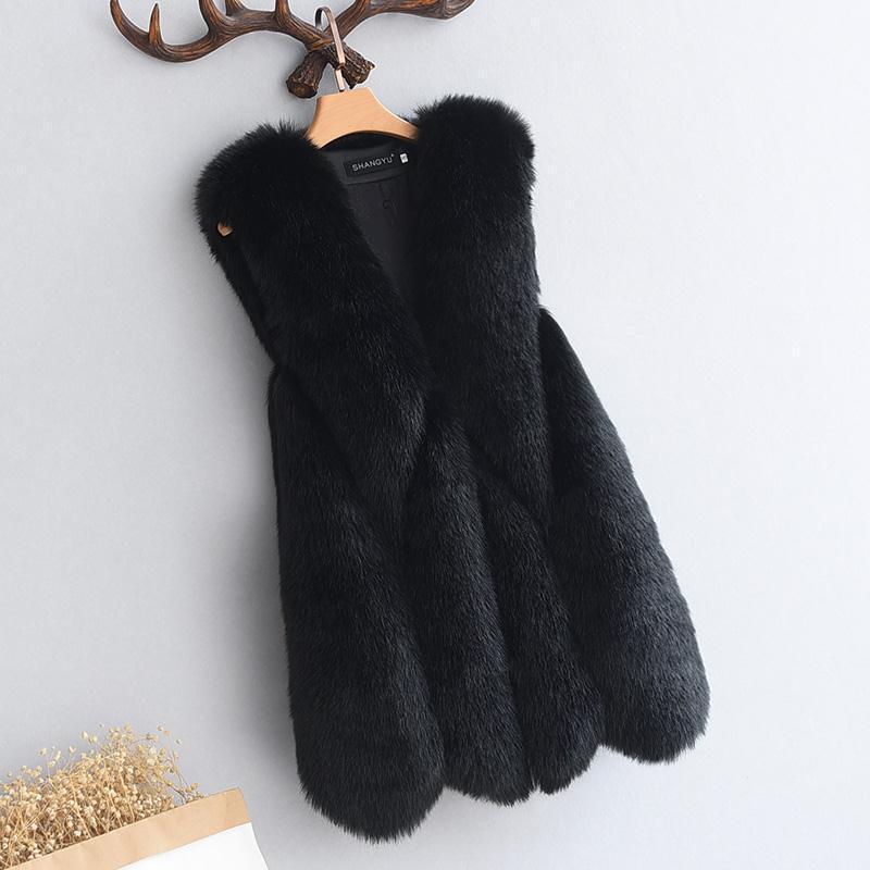 Imitation fox fur coat for women's autumn and winter new medium and long vest fur coat for women to keep warm