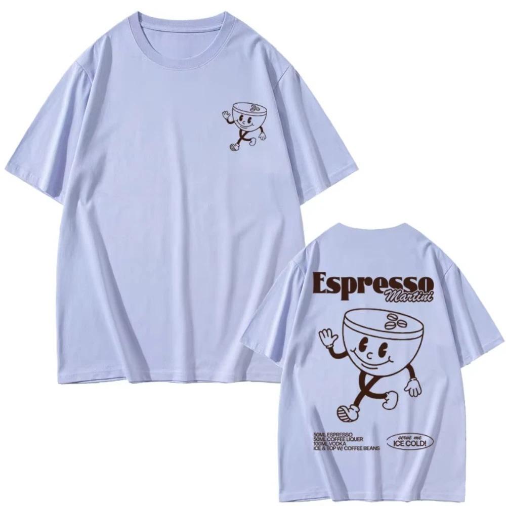 Funny Espresso Martini Cocktail Graphic T Shirts Unisex Vintage Cartoon Oversized Tshirts Unisex Women Casual Loose Cotton Tshirts