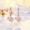 Gold Plated Heart Shaped Earrings for Women with Zirconia Embedded Copper Jewelry Clip On Fashion Accessories