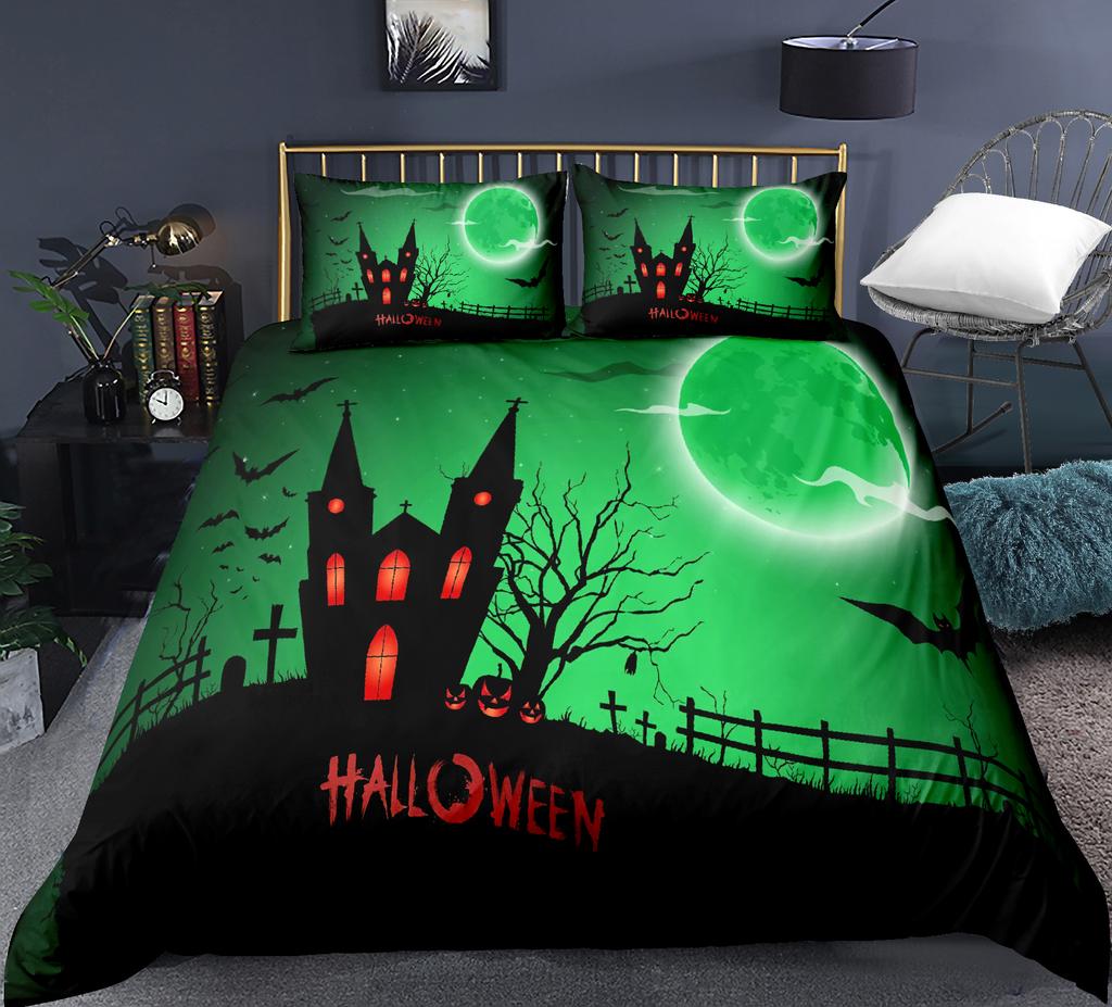 Copripiumino Federa con Zucca di Halloween Cartone Animato Set Biancheria da Letto per la Casa Set Piumone Divertente Creativo, Regali per Bambini