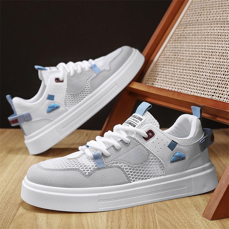 

Mens Shoes 2025 Summer New Breathable White Shoes Mens Trendy and Versatile Thick Soled Sports Board Shoes Trendy Shoes 39