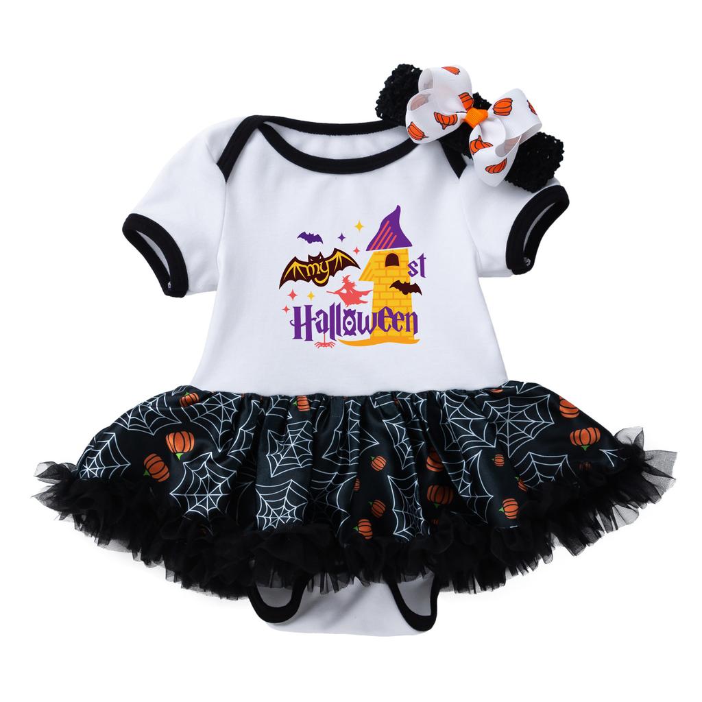 Infant Baby Girls Kids Skirts Set 2PC Romper + Headband Halloween Outfits