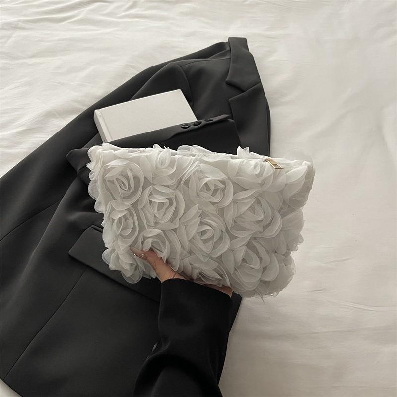 

Black Women Portable Makeup Bag Large Capacity White Lace Flowers Cosmetic Pouch Handbag Ladies Travel Toiletry Storage Bag білий