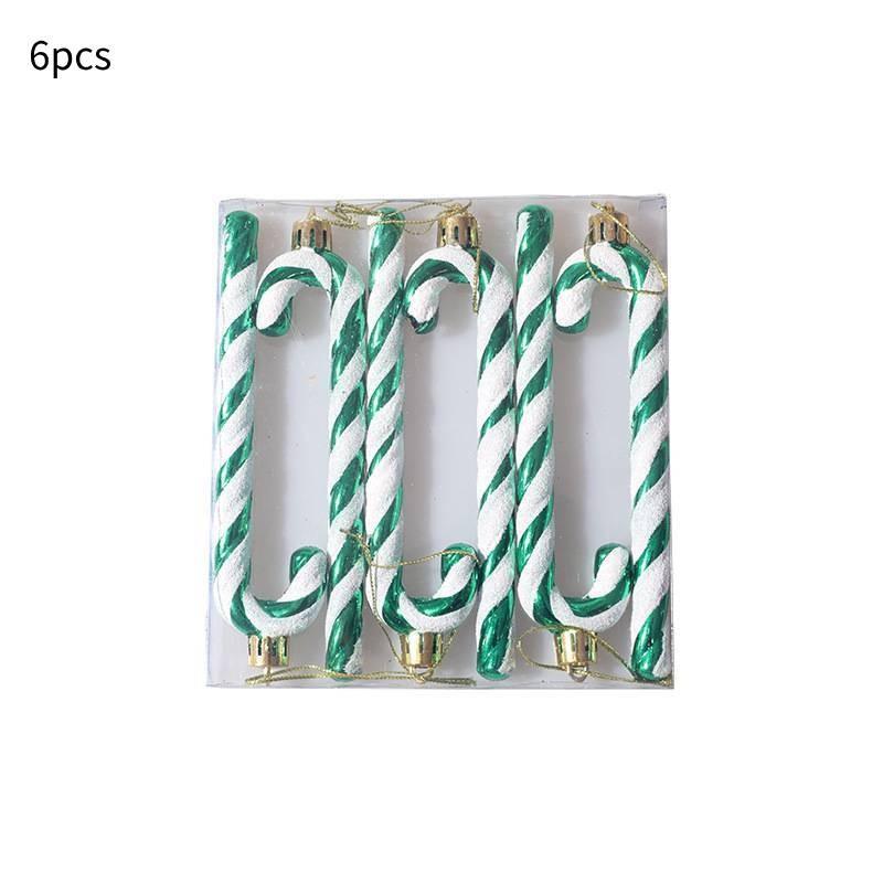 X 6 Candy Cane Glitter Hanging Christmas Tree Decoration Santa Ornament Xmas