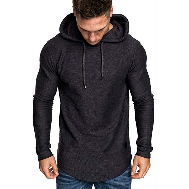 T-shirt con cappuccio a maniche lunghe da uomo, vestibilità larga, casual, streetwear