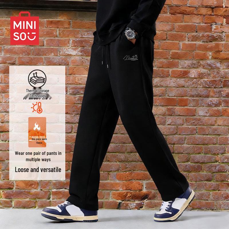 MINISO Men s Fleece-Lined Casual Winter Trousers M