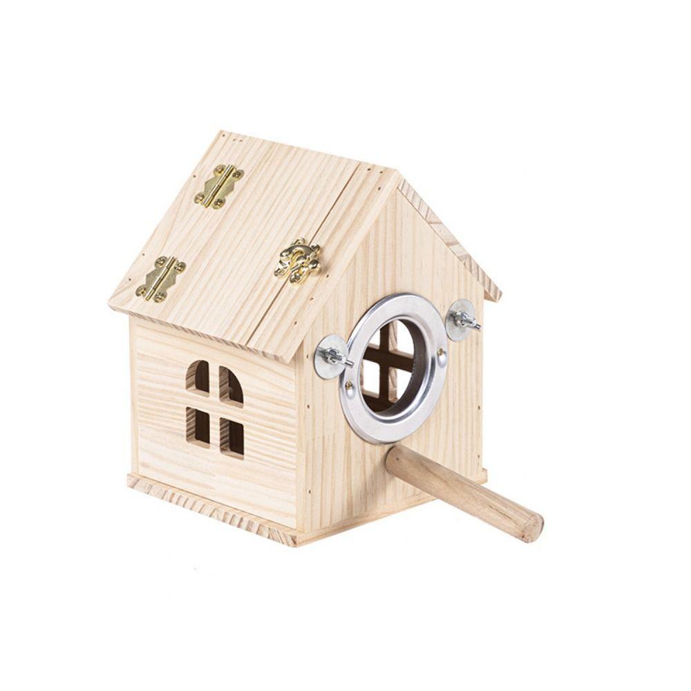 Rainproof Wood Bird House Large Space Bird Nesting Box Practical Birds Breeding Box  For Bird Cage