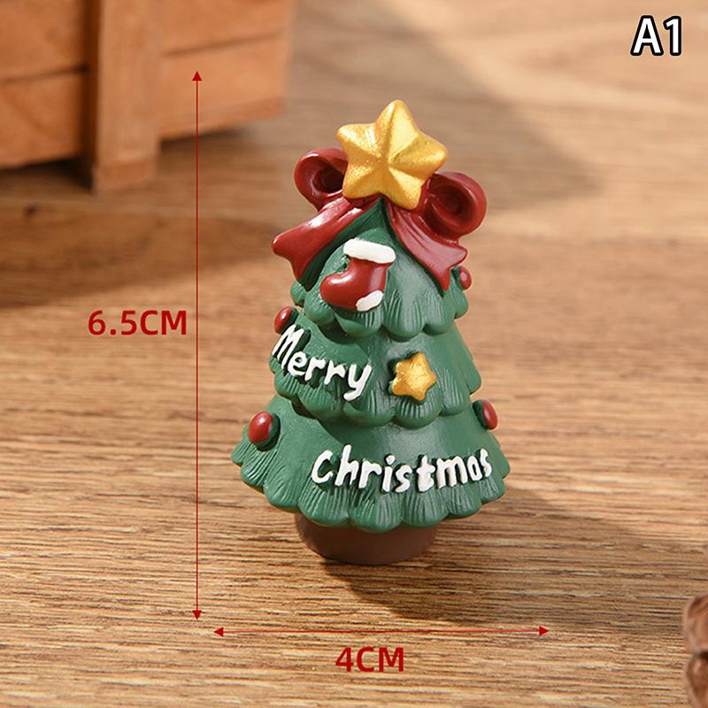 Christmas Series Craft Resin Animal Party Creative Mini Christma Tree Old Girl Kids Cute Gift Home Decoration Supplies Decor