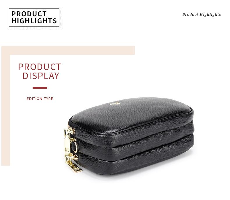 Women's Genuine Leather Crossbody Square Bag - Soft, Fashionable, Versatile, and High-Quality for Commuting