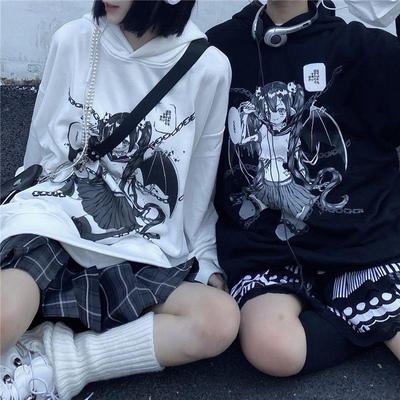 Girls' New Hooded Hoodie Gothic Style Culture Y2k Tops Two Dimensional Animation Women's Spring and Autumn Coat Top
