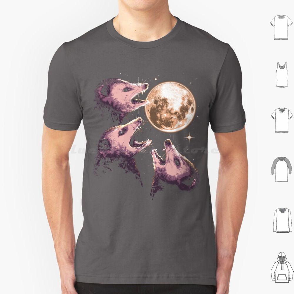 Three Opossums Howling At The Moon Funny Possum 3 Opossum T Shirt Big Size 100 Cotton Possum Opossum Raccoon Rodent Three