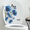 Aquarell Blaue Blume Mohn Toilette mit Badezimmer Badezimmer Wandsticker