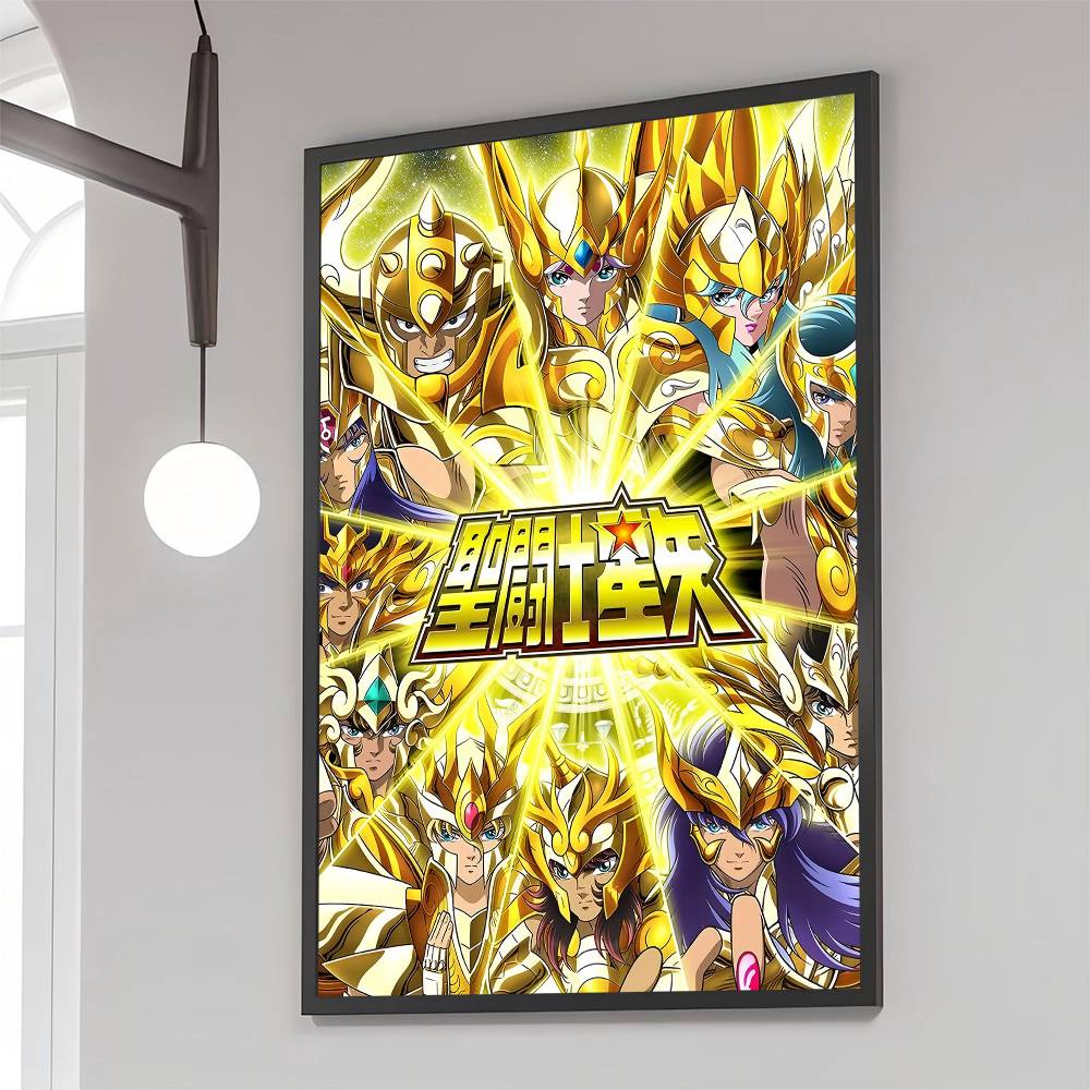 Classic Anime Saint Seiya Anime Posters Sticky Waterproof Paper Sticker Coffee House Bar Kawaii Room Decor