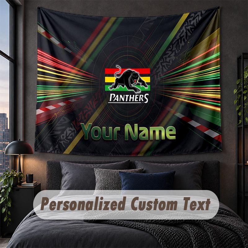 Custom Name Text Tapestry,Penrith Panthers Decorative Wall Hanging, Background Tapestry For Home Bedroom
