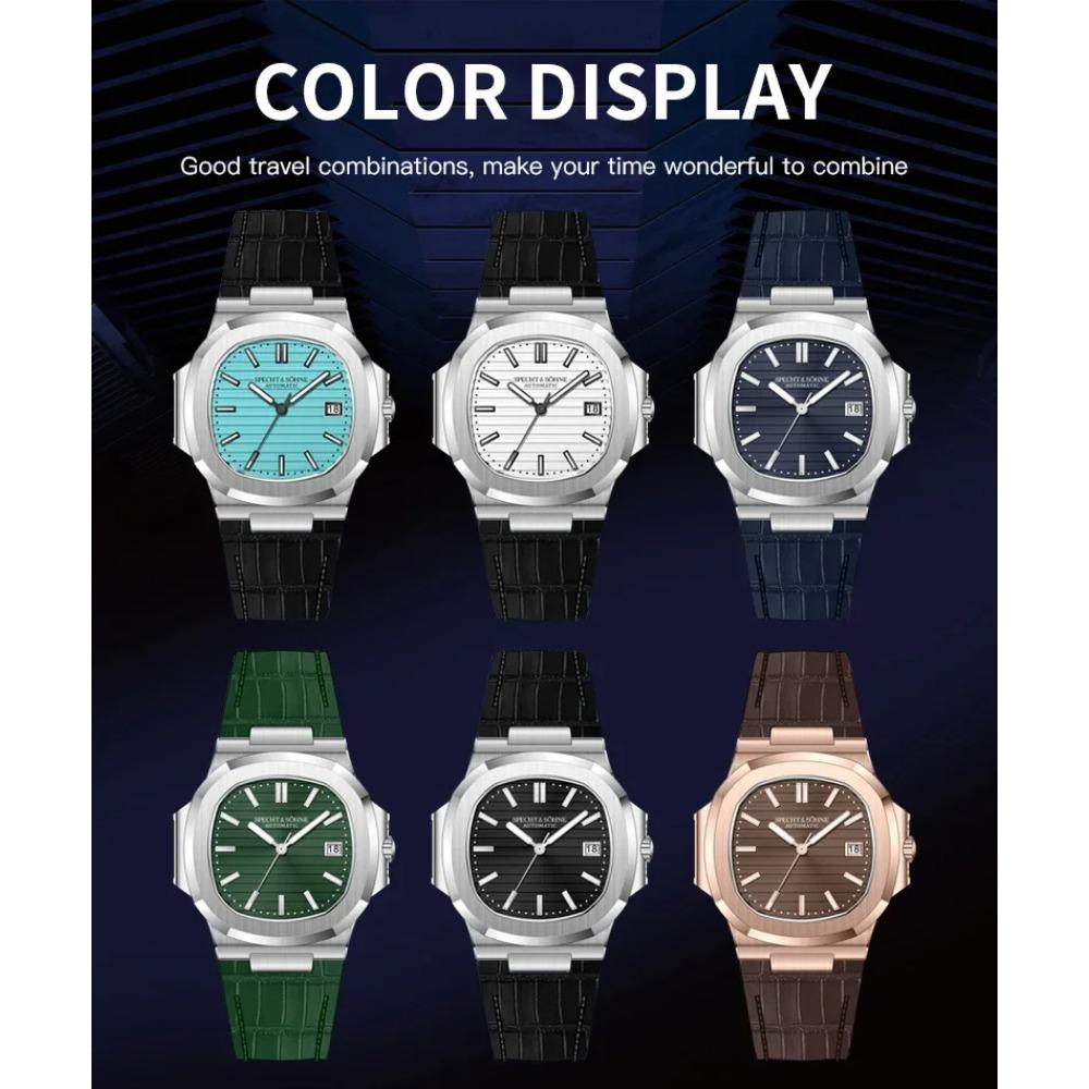 2025 Specht & Söhne 40MM Cubic 5711 Herenhorloge Mechanische Horloges Roségoud Roestvrij Staal Saffierglas 50M Waterdicht