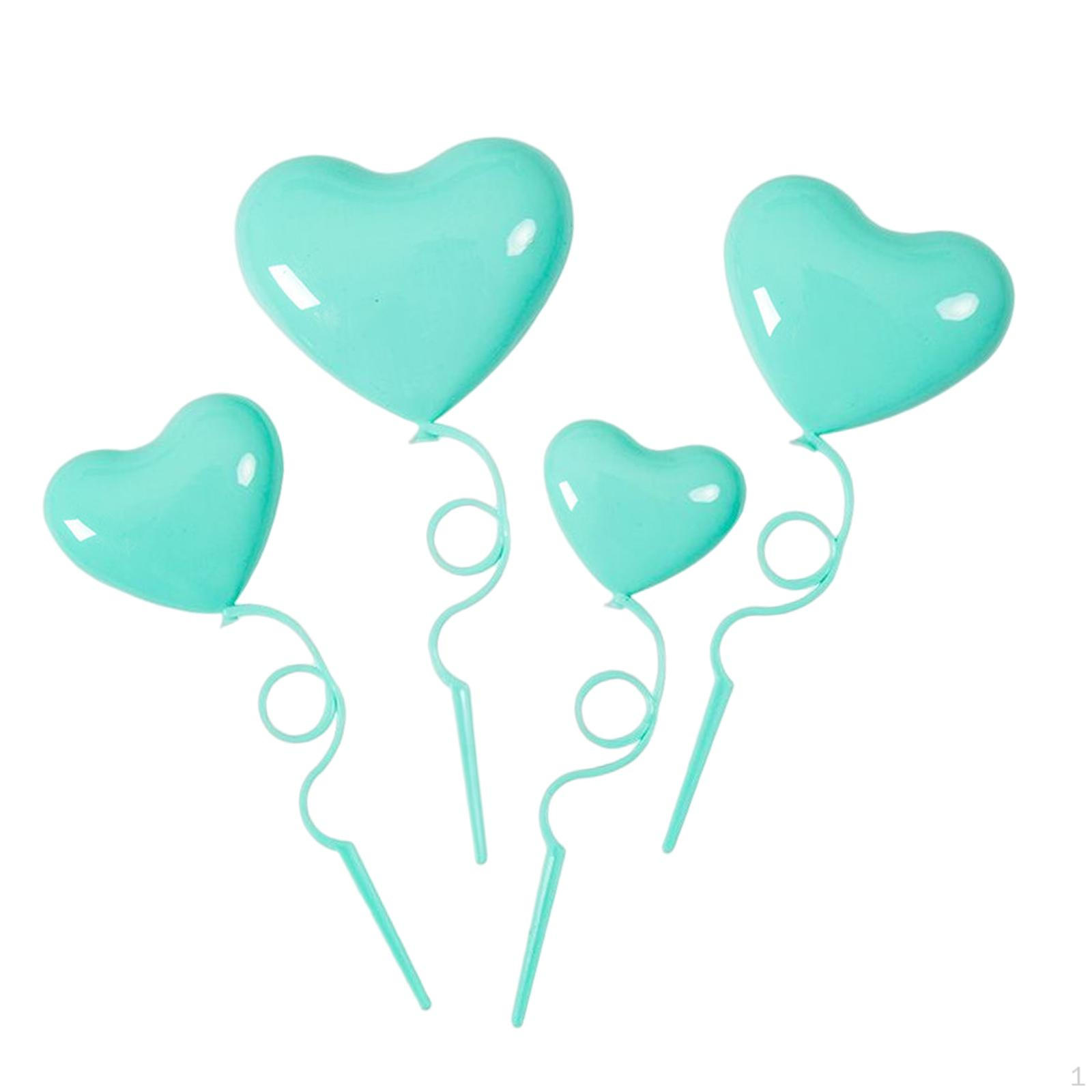 4Pcs Balloons Cake Toppers Heart Shape Party 3d Love Decorations for Girl Kid Women Engagement