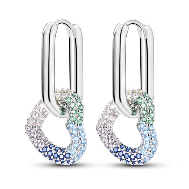 925 Sterling Silver Love Feather Moon Star Heart Earrings Fit Original Charms Hoop for Women Girls Stud Earring Jewelry Gifts