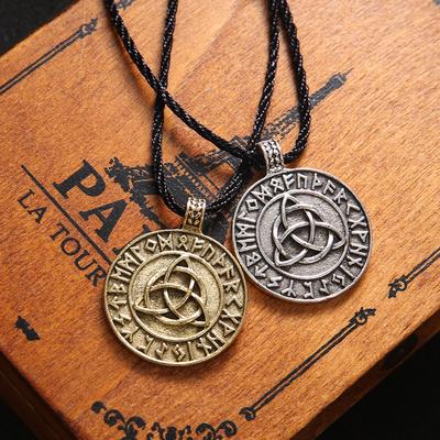 European and American Jewelry Fashion Girl Retro Triangle Knot Viking Pendant Necklace Slavic Leather Necklace