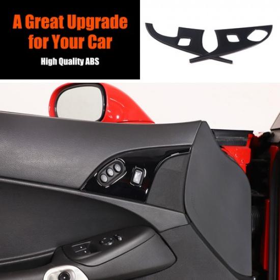 Glossy Piano Black Interior Door Lock Trim Sticker For Corvette C6 05-13