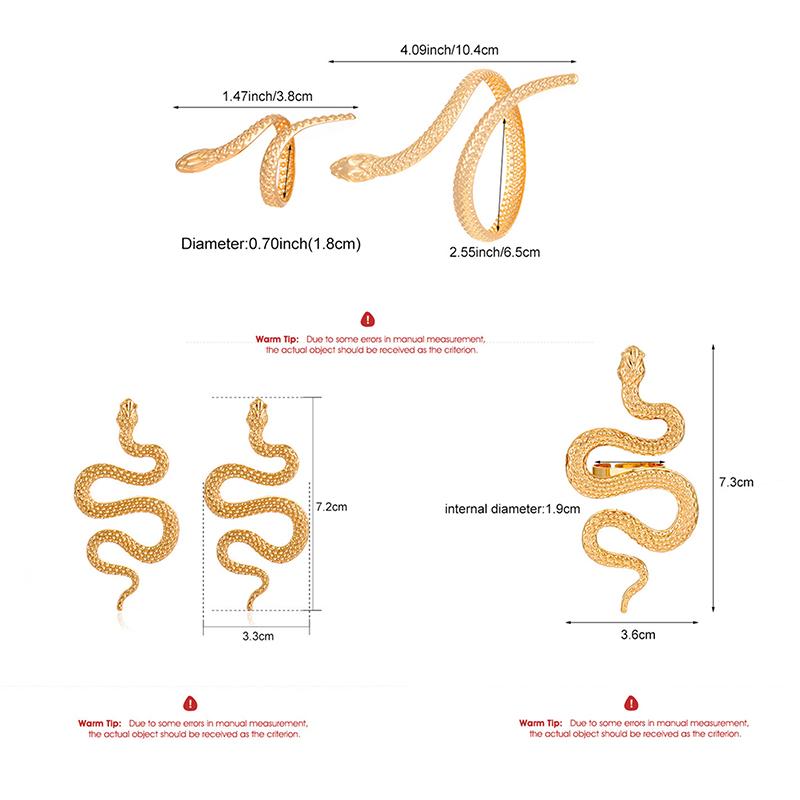 1Pcs/Set Vintage Snake Shaped Bracelets For Women Men Exquisite Punk Ring Personalized Earrings Party Jewelry Accessories Gifts