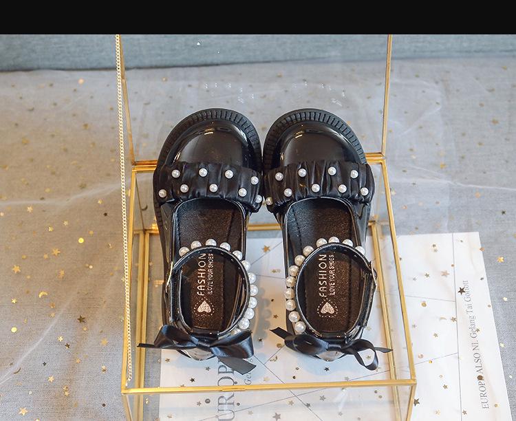 2022 Autumn Girls' Pearl Patent Leather Mary Jane Shoes - Soft Sole for Little Princess