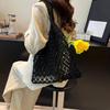 and-Woven Bag Women Handmade Hollow Handbag Female Shoulder Bag Big Capacity Summer Casual Travel Beach Tote Purse