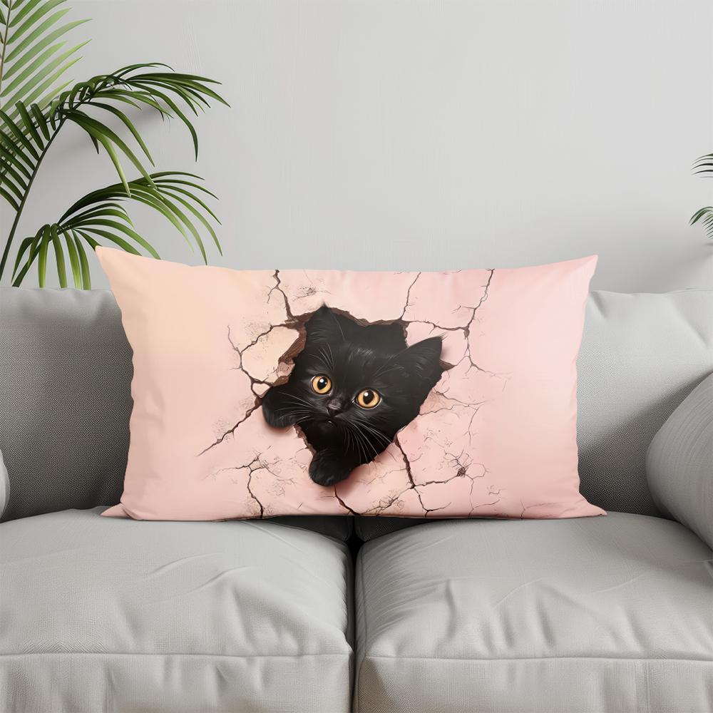 Home Decor Cute Cats Pillow Cover Design Suitable For Sofa Bedroom Car Pillow Cover Cushion Rectangular Back Cushion