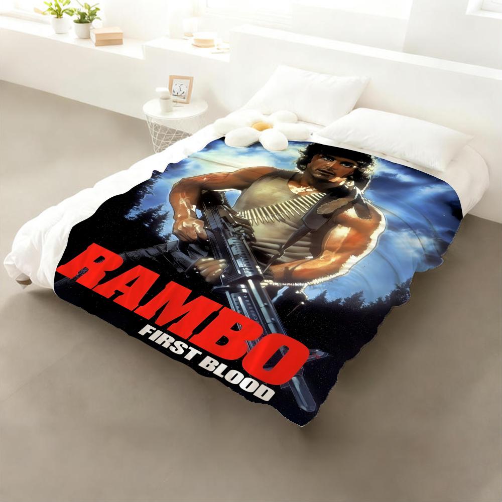 

Movie Rambo Throw Flannel Throw Blanket: Soft Kid-Friendly Warm Anti-Static All Season Washable Couch Bed Home 75cmx90cm