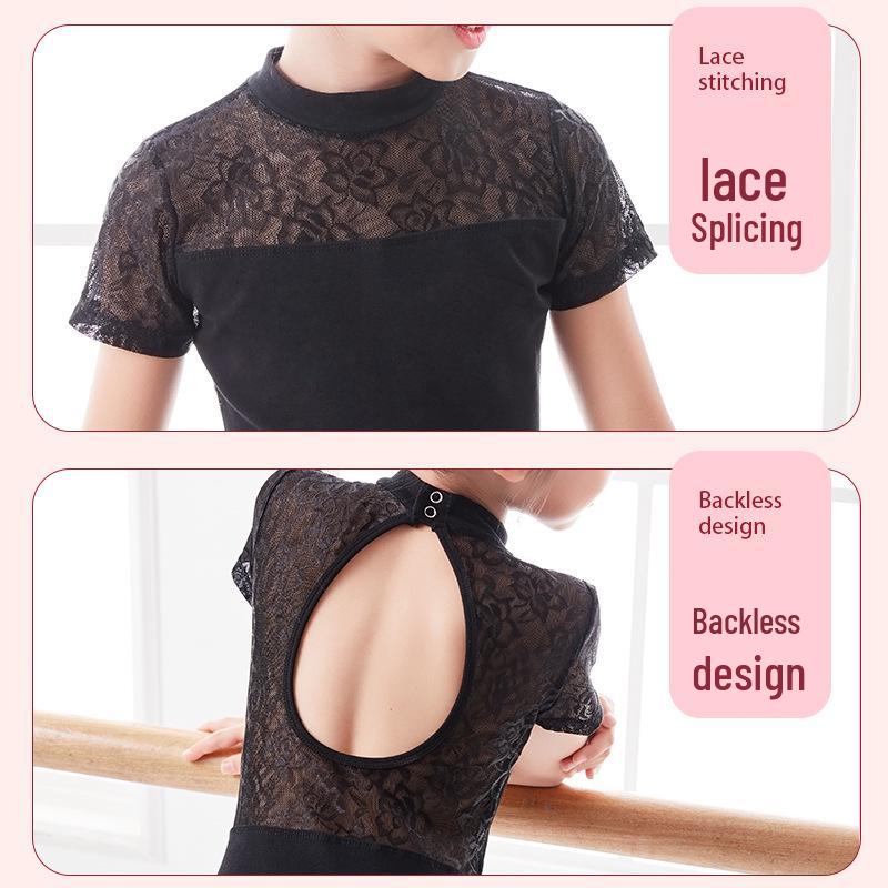 Children's Summer Ballet & Gymnastics Dancewear: Short Sleeve Skirt for Performance & Practice.