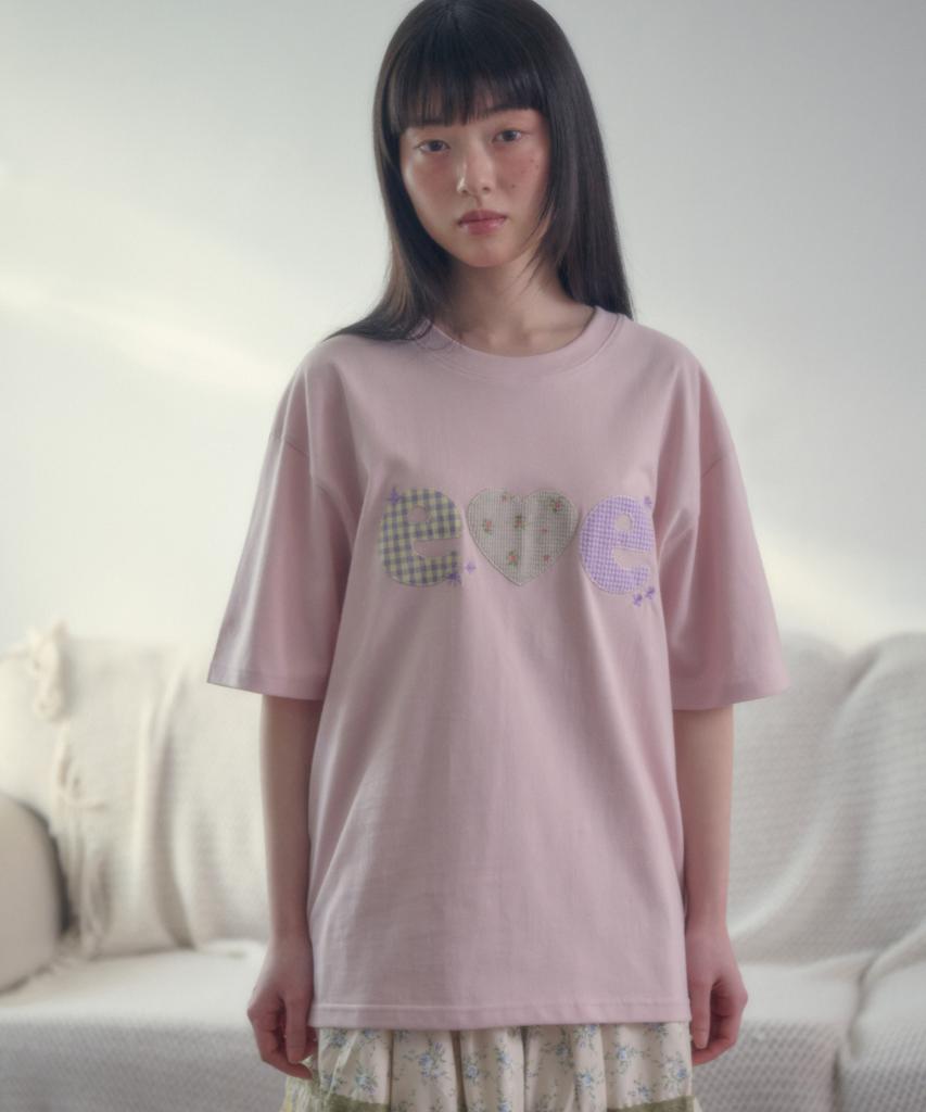 AMBLER Check Flower Graphic Short Sleeve T-Shirt As1311 (Pink)