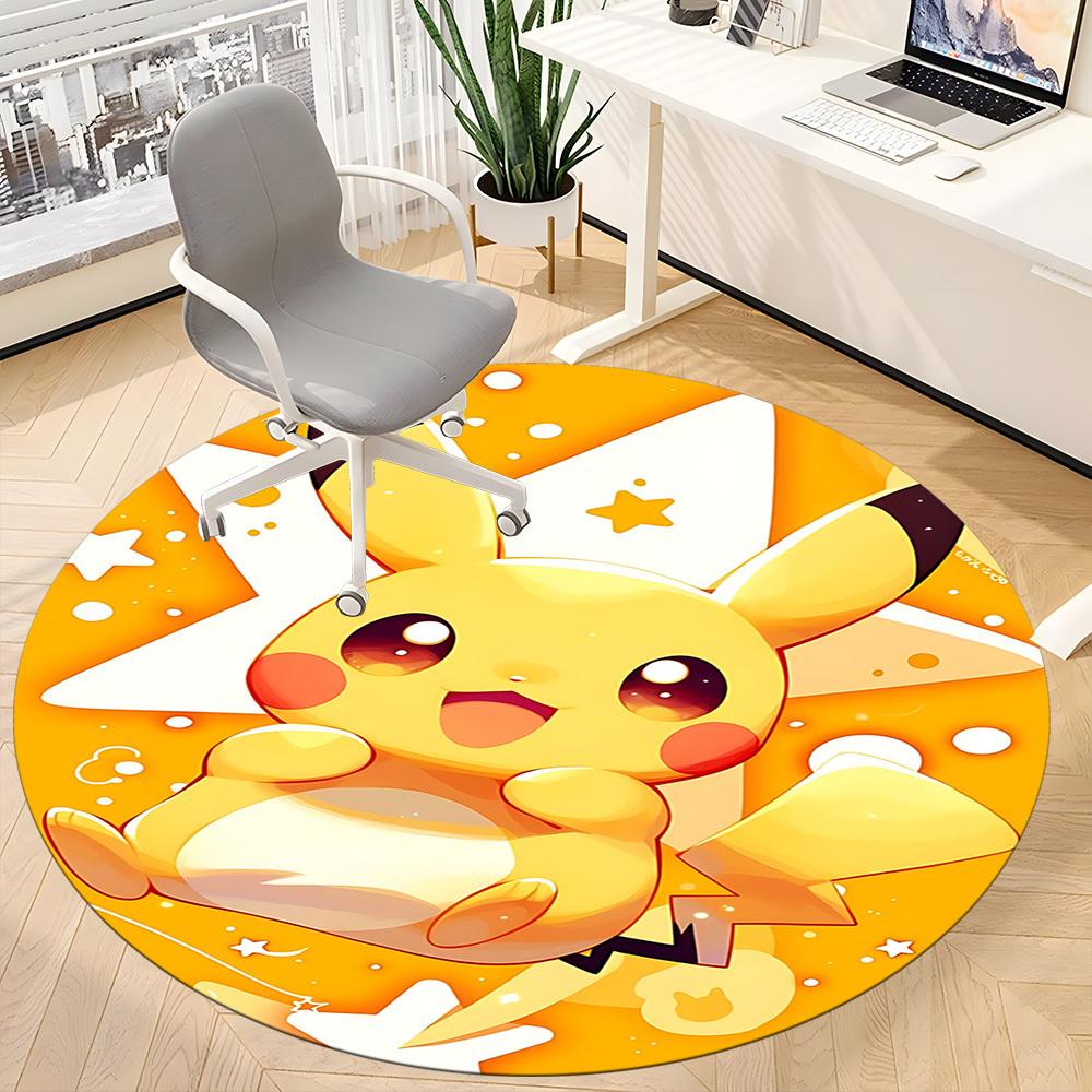 1pc Pikachu Cute Office Round Area Rug, Indoor Mat Suitable For Office,Bedroom Living Room Home Decor, Room Deco a0928200