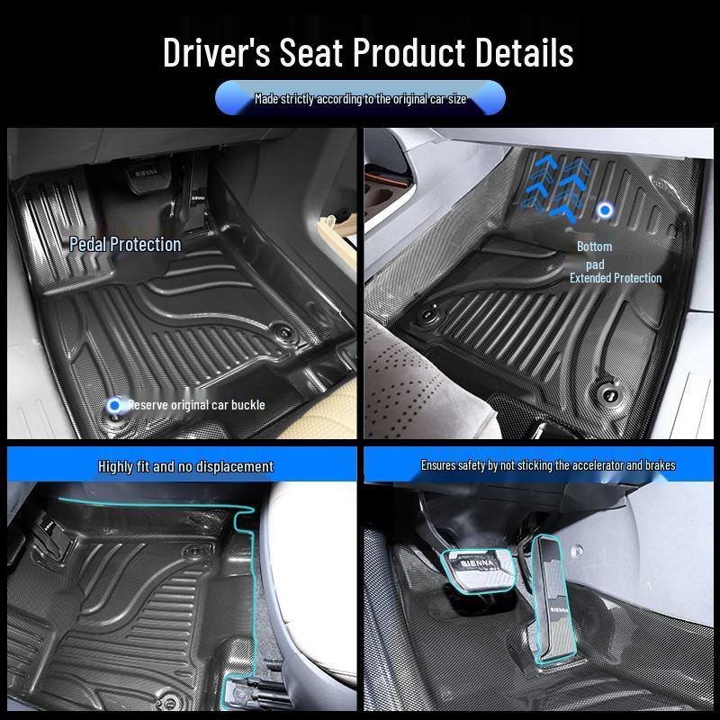 Eco-Friendly TPE Floor Mats for 21-26 Toyota Sienna & Grand Highlander, Business Vehicle Interior Accessories