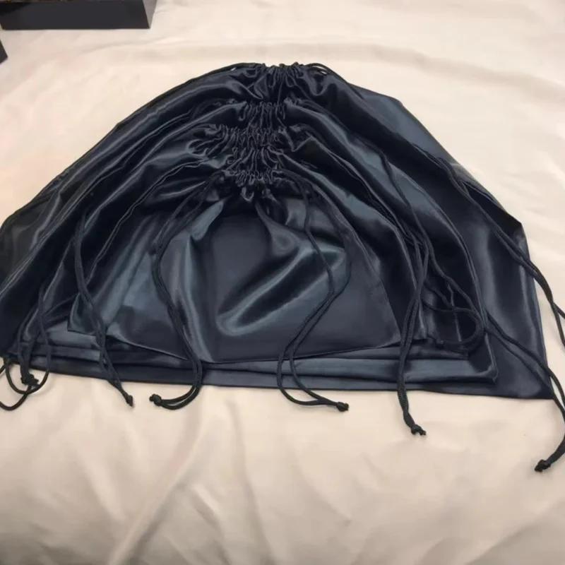 Large Drawstring Care Bag Custom Wigs Storage Dust Proof Packaging Pouch Black Reusable Sack Handbag Shoes Travel Bags